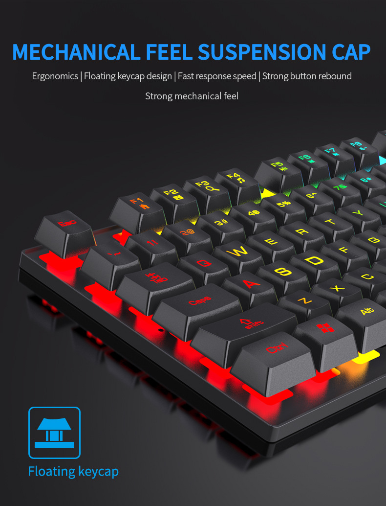 Keyboard Mouse Bundle Gaming - لوحة مفاتيح ميكانيكية بإضاءة خلفية 104