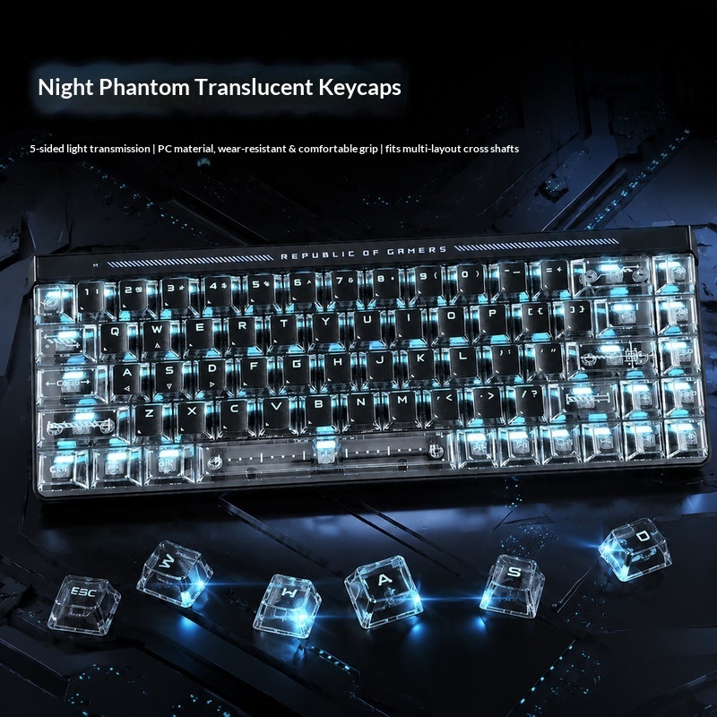Keyboard Gaming Transparent - أغطية مفاتيح شفافة بإضاءة خلفية بارتفاع