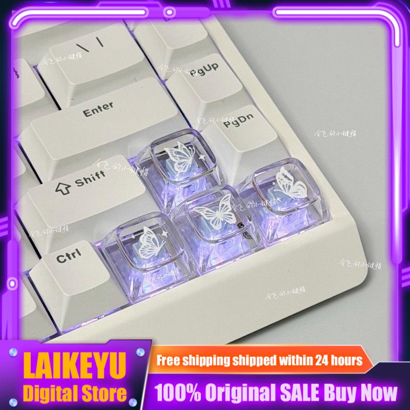 Keyboard Gaming Transparent - غطاء مفتاح شفاف بتصميم الفراشة، لطيف،
