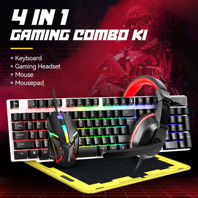 Gaming Keyboard And Mouse Combo - مجموعة لوحة مفاتيح وفأرة USB جديدة