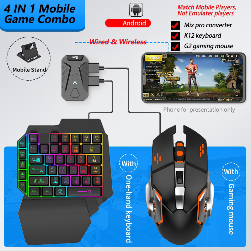 Gaming Keyboard And Mouse Converter For Mobile - محول ألعاب الهاتف المحمول مجموعة لوحة