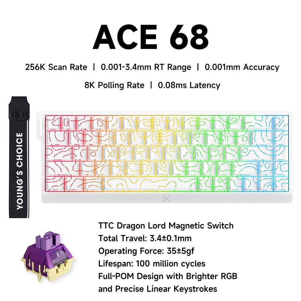 Gaming Keyboard Hall Effect Switches - MCHOSE ACE 68 مفتاح مغناطيسي لوحة