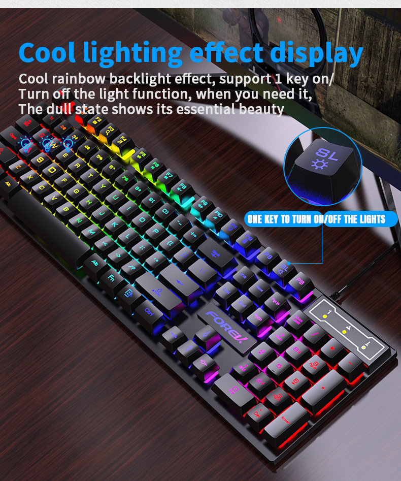 لوحة مفاتيح ميكانيكية بإضاءة خ - مراجعة Keyboard Mouse Bundle Gaming وسعره