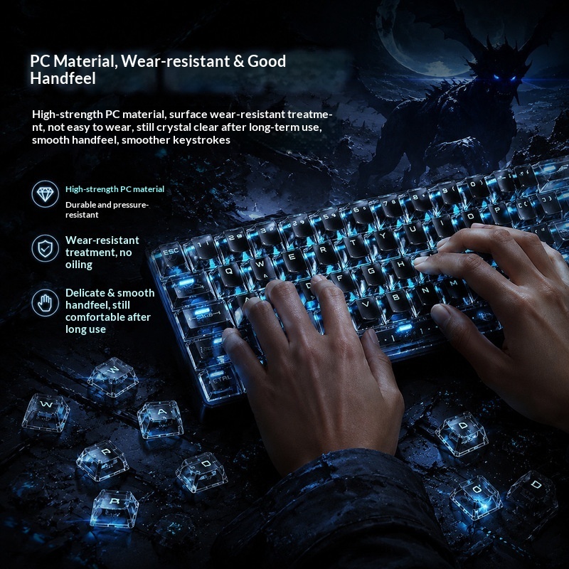 أغطية مفاتيح شفافة بإضاءة خلفي - مراجعة Keyboard Gaming Transparent وسعره