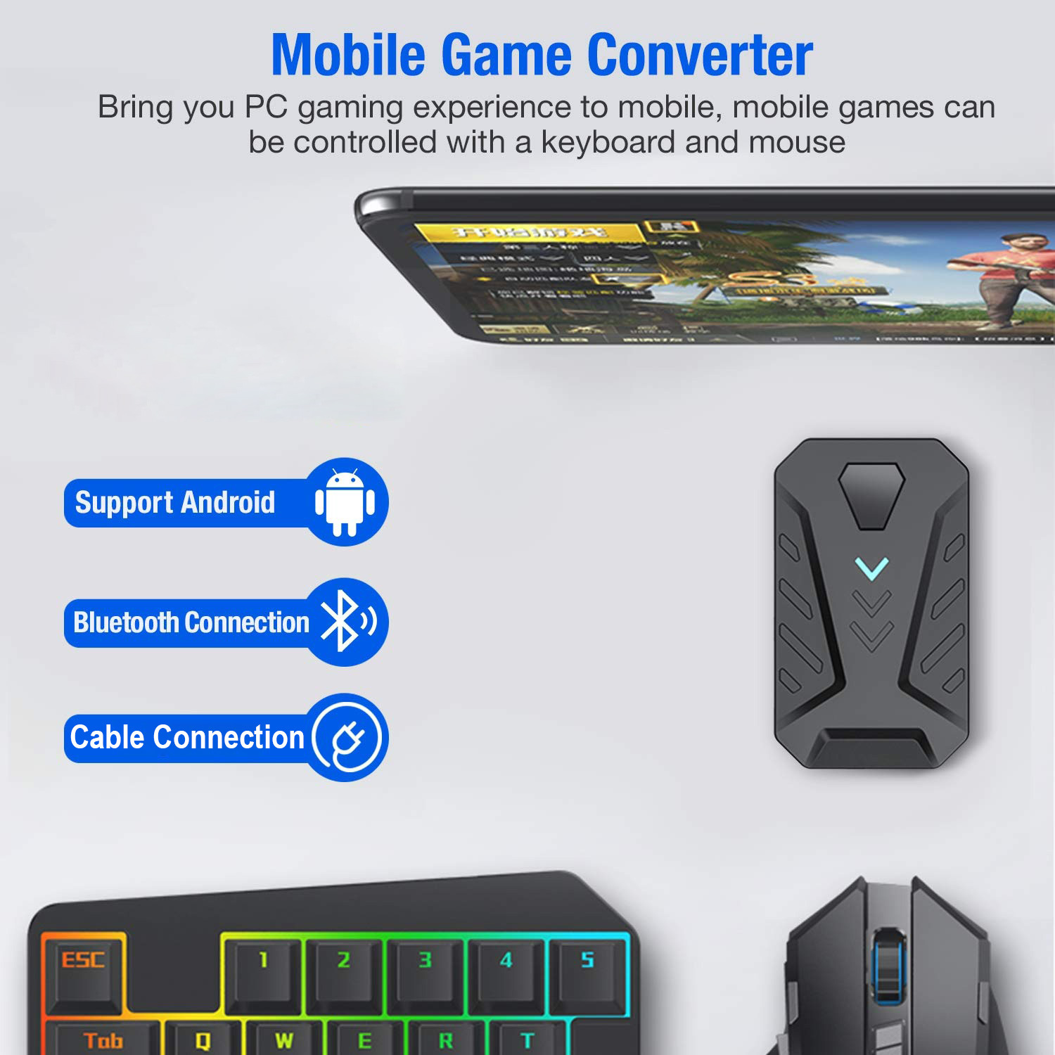 محول ألعاب الهاتف المحمول مجمو - مراجعة Gaming Keyboard And Mouse Converter For Mobile وسعره